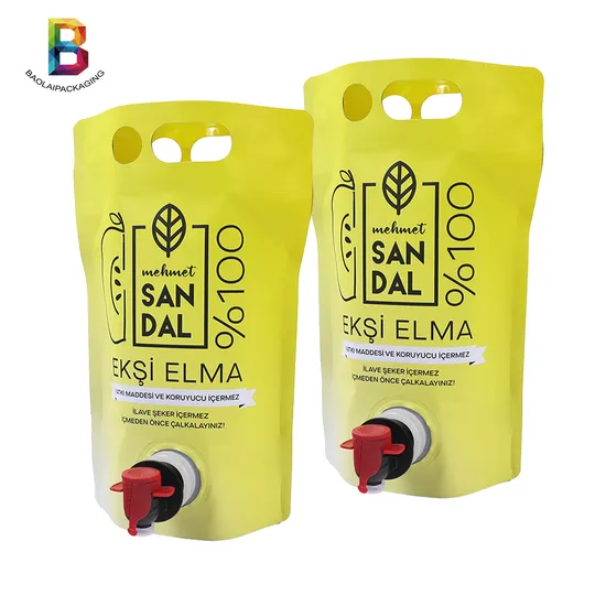 Borsa a doppio fondo Borsa in foglio di alluminio da 1 l/1,5 l/2 l/5 l Borsa per vino/succo/acqua Borsa per imballaggio a doppio fondo Doypack Bag-in-Box