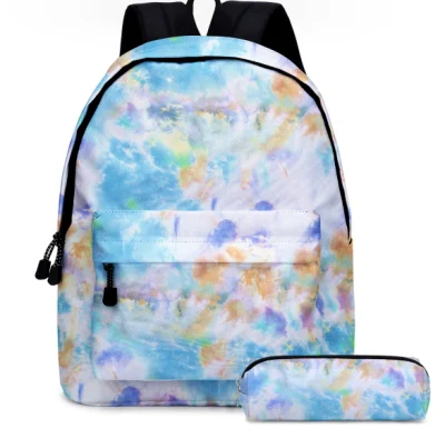 Borse per studenti in poliestere tie-dye all'ingrosso e piccolo astuccio impermeabile