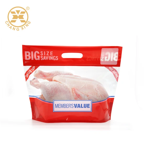 Sacchetti in Mylar Doypack per imballaggio alimentare in plastica portatile da 3 kg con stampa personalizzata con cerniera e finestra per pollo fritto Pollo Asado