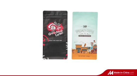 Design di imballaggio personalizzato, sacchetto di plastica con cerniera biodegradabile, sacchetto di imballaggio stand up, sacchetto di carta Kraft impermeabile con chiusura a cerniera con valvola per caffè in grani, tè, cibo per animali domestici