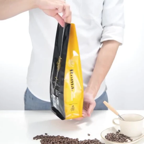 Buste stand up per alimenti e caffè con chiusura lampo in mylar in plastica laminata personalizzata con cerniera e valvola